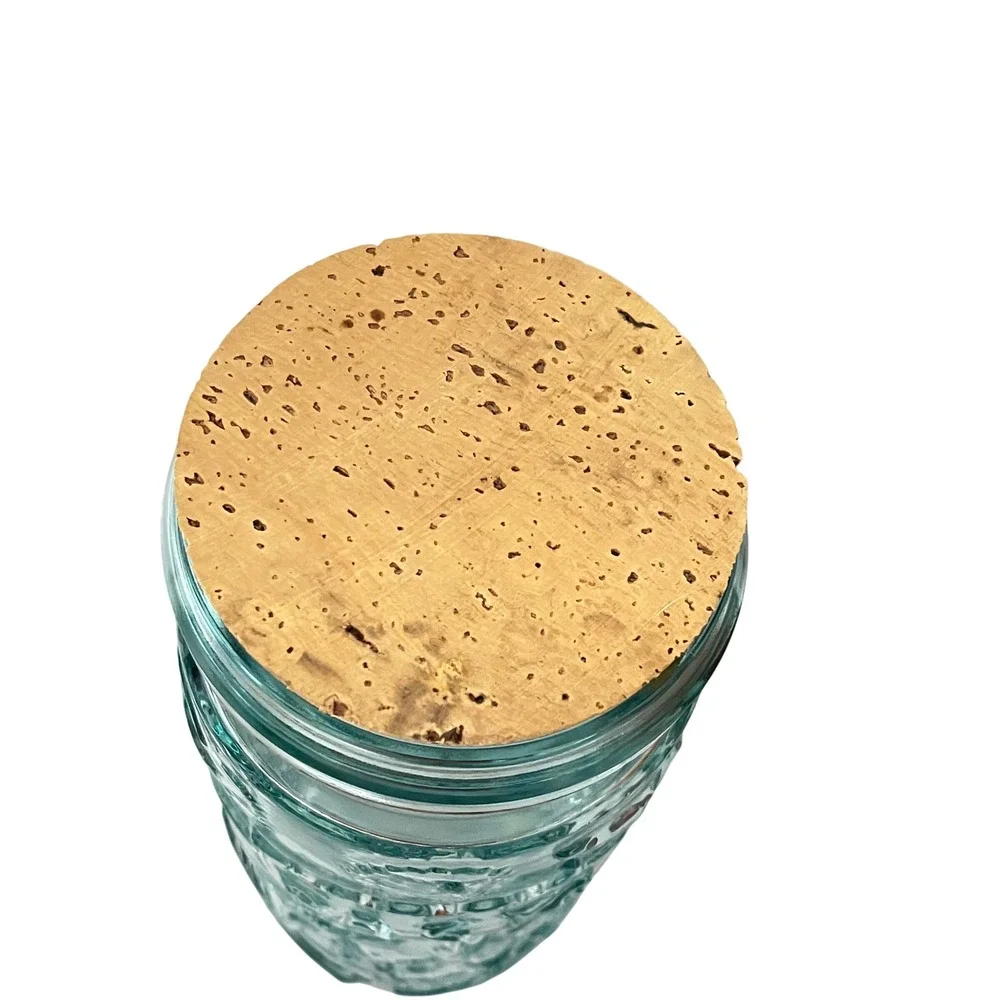 Unbranded Pasta Storage Jar  Blue Embossed Glass Made in Italy Cork Lid